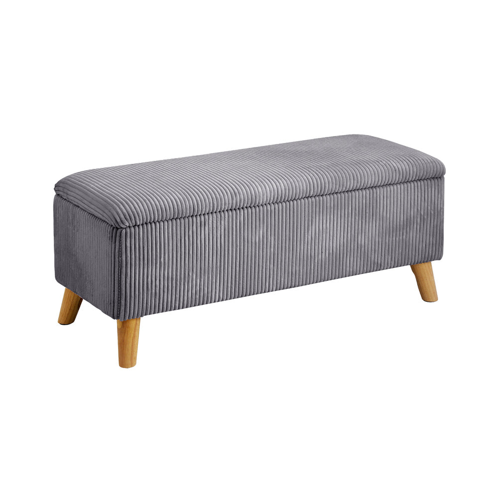 Oikiture Storage Ottoman Blanket Box LARGE Polyester Grey-Ottoman-PEROZ Accessories
