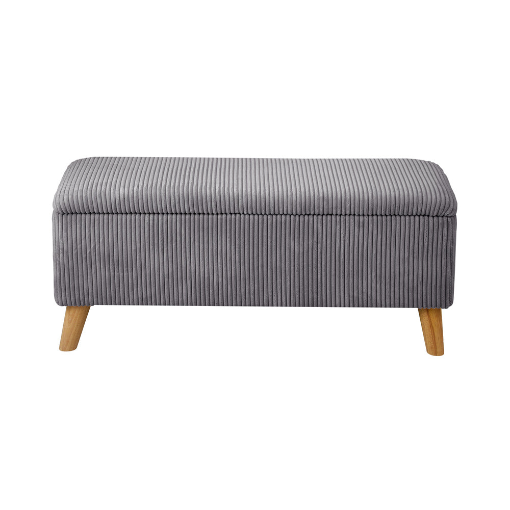 Oikiture Storage Ottoman Blanket Box LARGE Polyester Grey-Ottoman-PEROZ Accessories