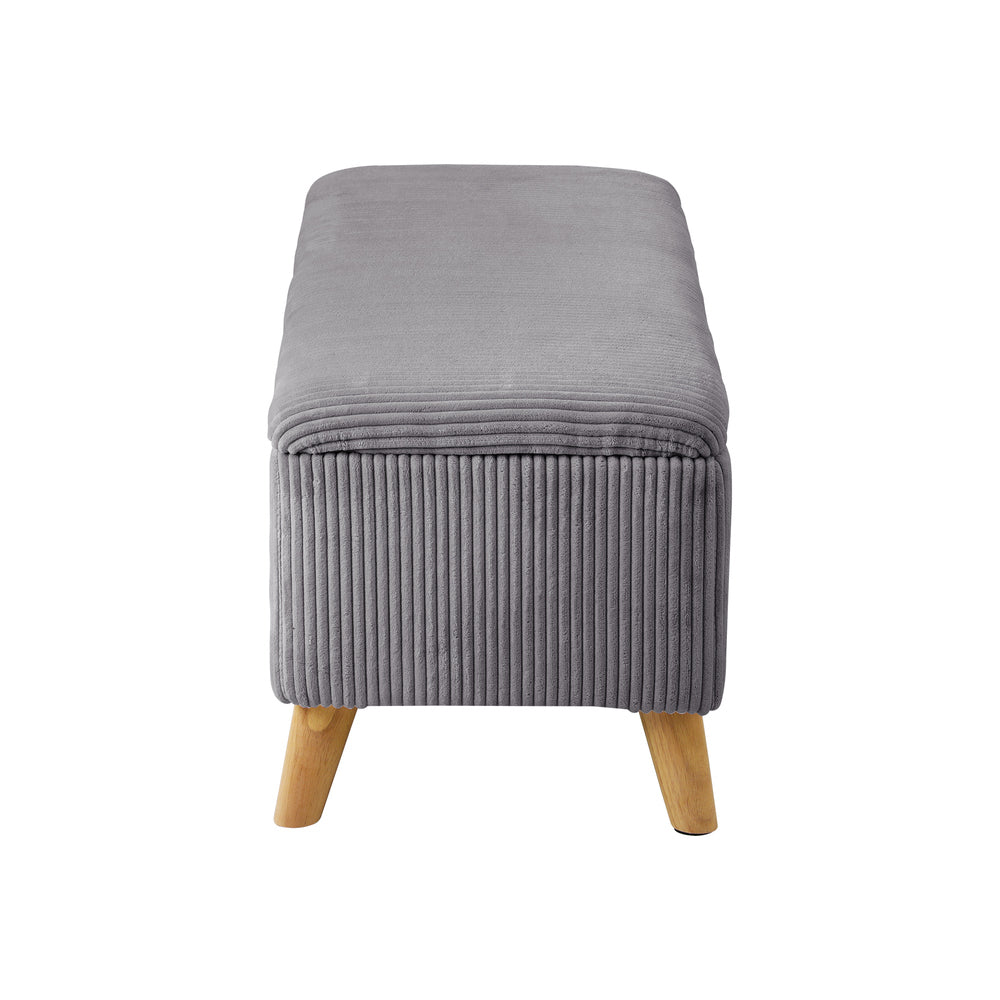 Oikiture Storage Ottoman Blanket Box LARGE Polyester Grey-Ottoman-PEROZ Accessories