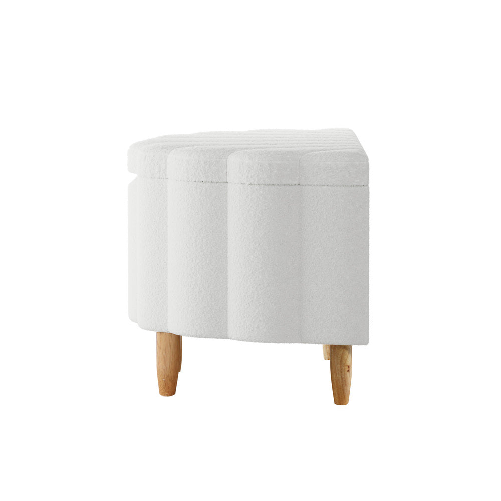 Oikiture Storage Ottoman Scallop Boucle Fleece Foot Stool Seat Chest-Ottoman-PEROZ Accessories