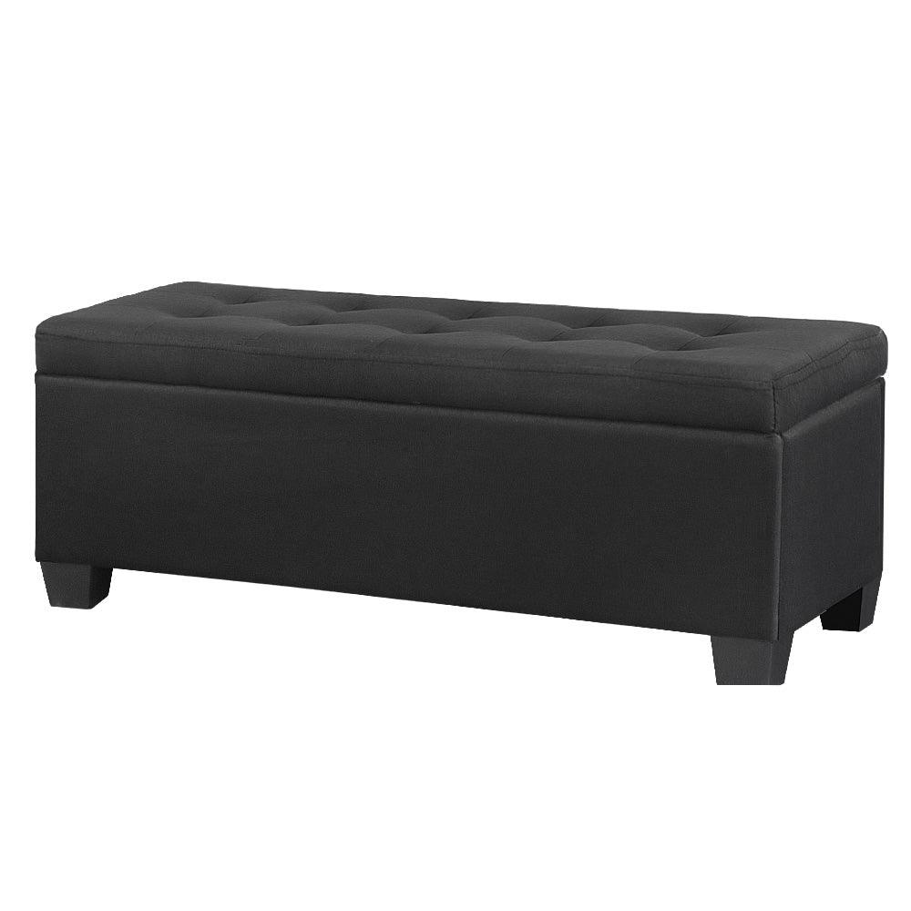 Artiss Storage Ottoman Blanket Box 97cm Linen Black-Ottomans-PEROZ Accessories