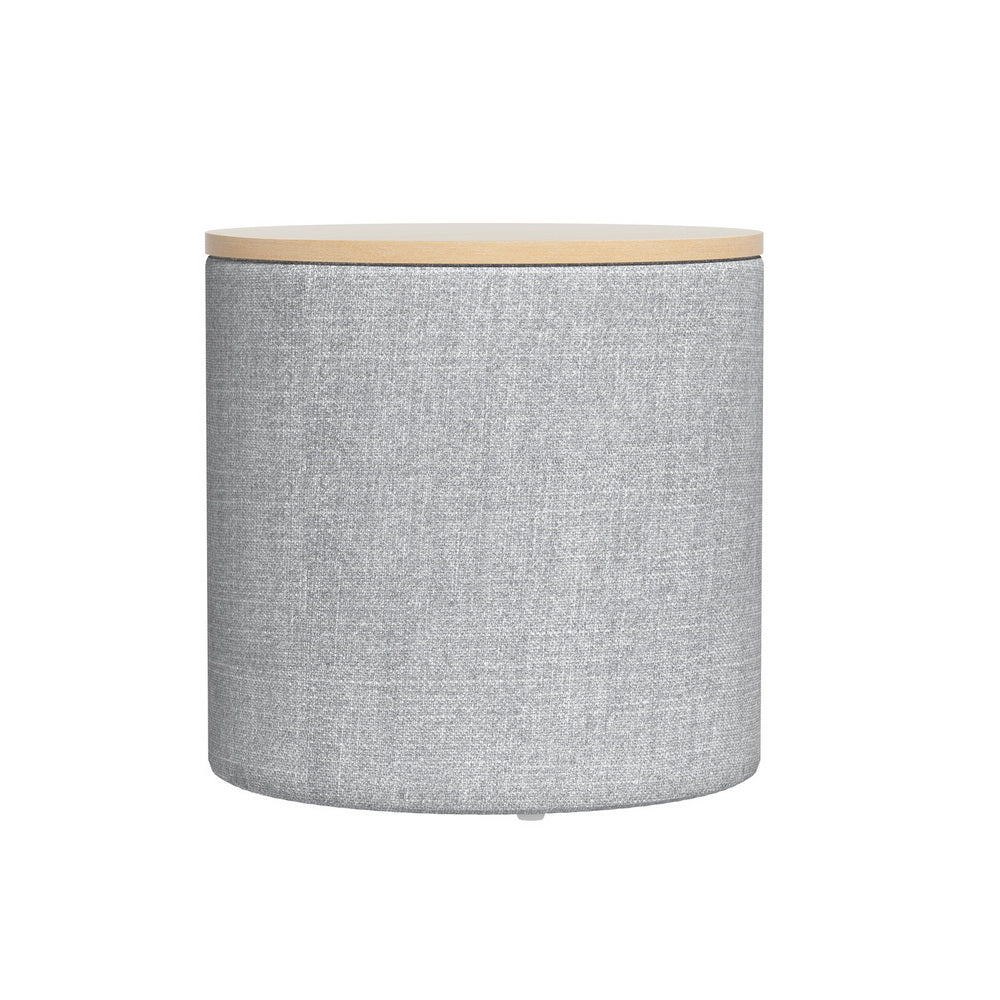 Artiss Storage Ottoman Blanket Box 40cm Linen Round Grey-Furniture > Living Room-PEROZ Accessories