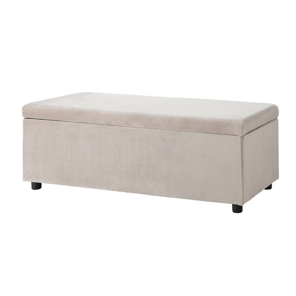 Artiss Storage Ottoman Blanket Box Table 97cm Velvet Taupe-Furniture > Living Room-PEROZ Accessories