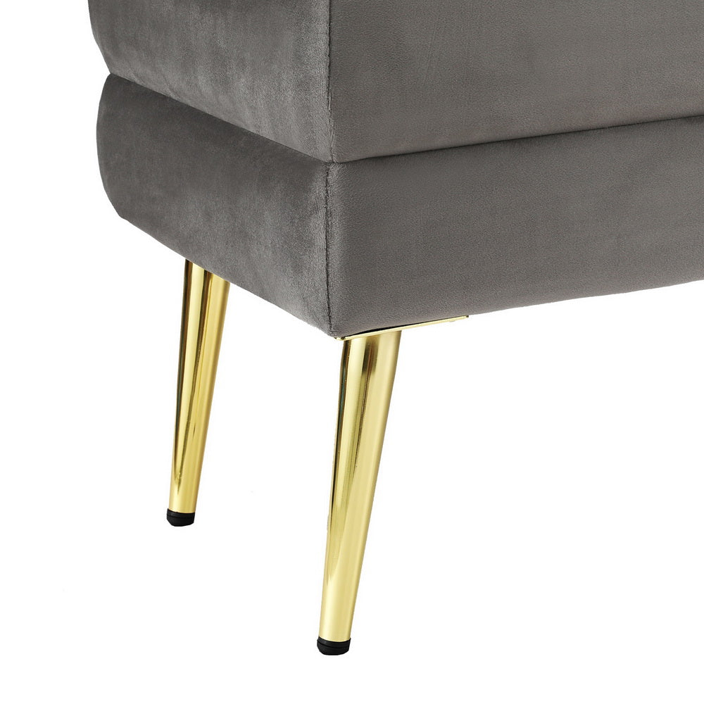 Artiss Ottoman Storage Foot Stool Velvet Grey-Furniture > Living Room-PEROZ Accessories