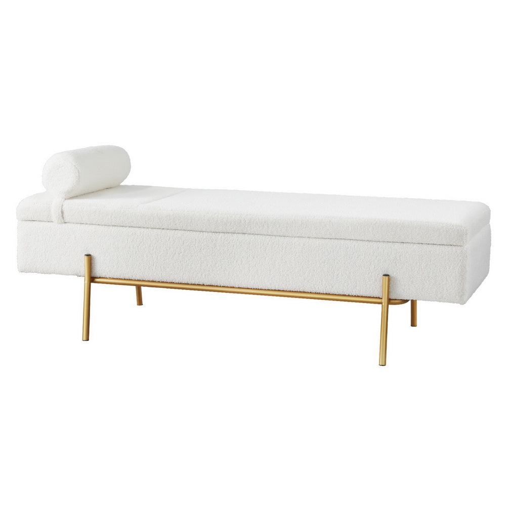Artiss Storage Ottoman Bed 140cm Pillow Boucle Fabric-Furniture > Living Room-PEROZ Accessories