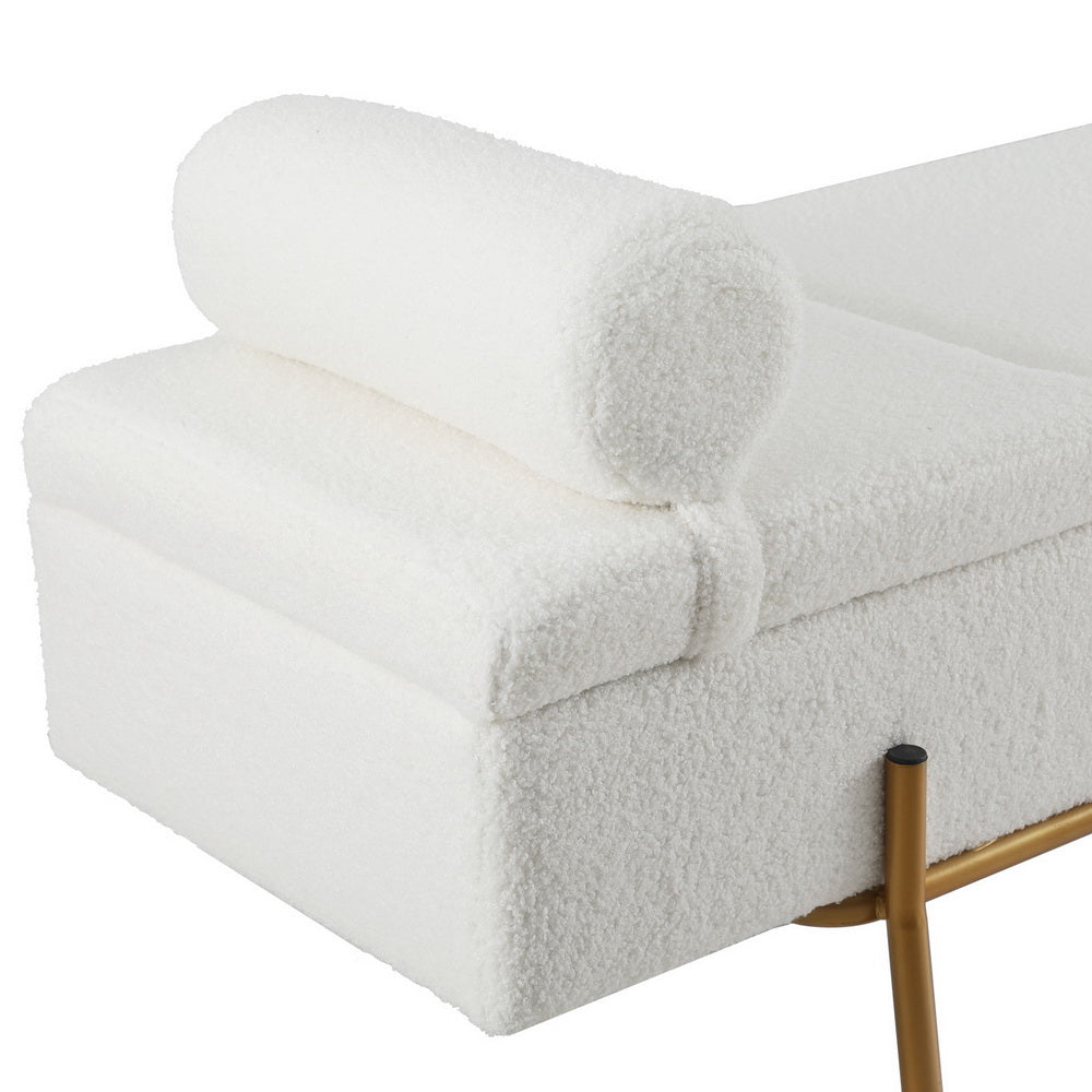 Artiss Storage Ottoman Bed 140cm Pillow Boucle Fabric-Furniture > Living Room-PEROZ Accessories