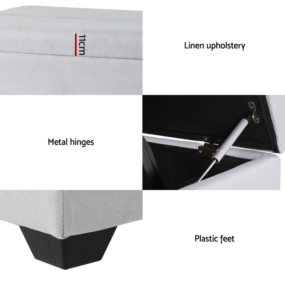 Artiss Ottoman Storage Sofa Bed 112cm Foldable Grey-Furniture > Living Room-PEROZ Accessories