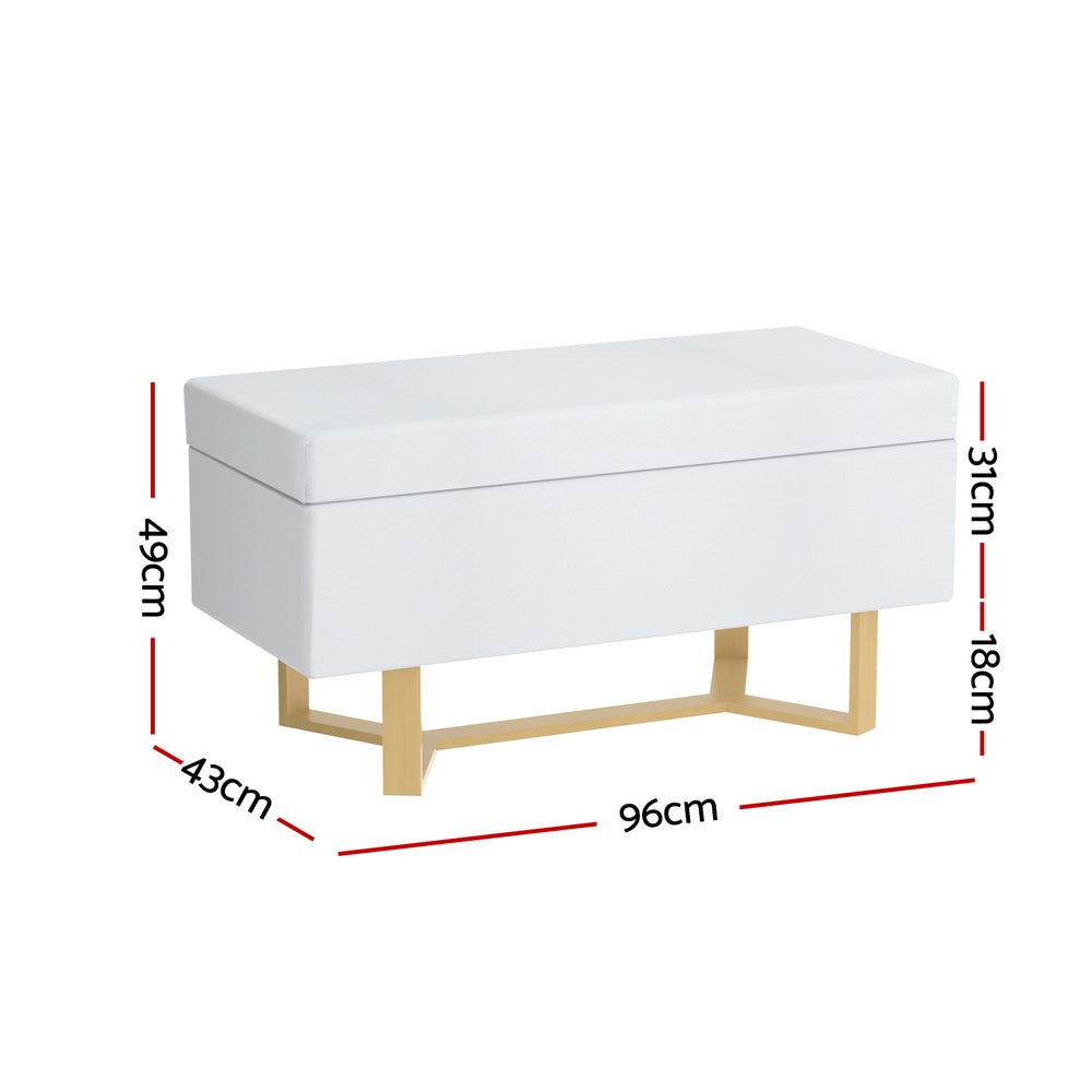 Artiss Storage Ottoman Blanket Box Criss-cross Linen White-Furniture > Living Room > Ottomans & Footstools-PEROZ Accessories