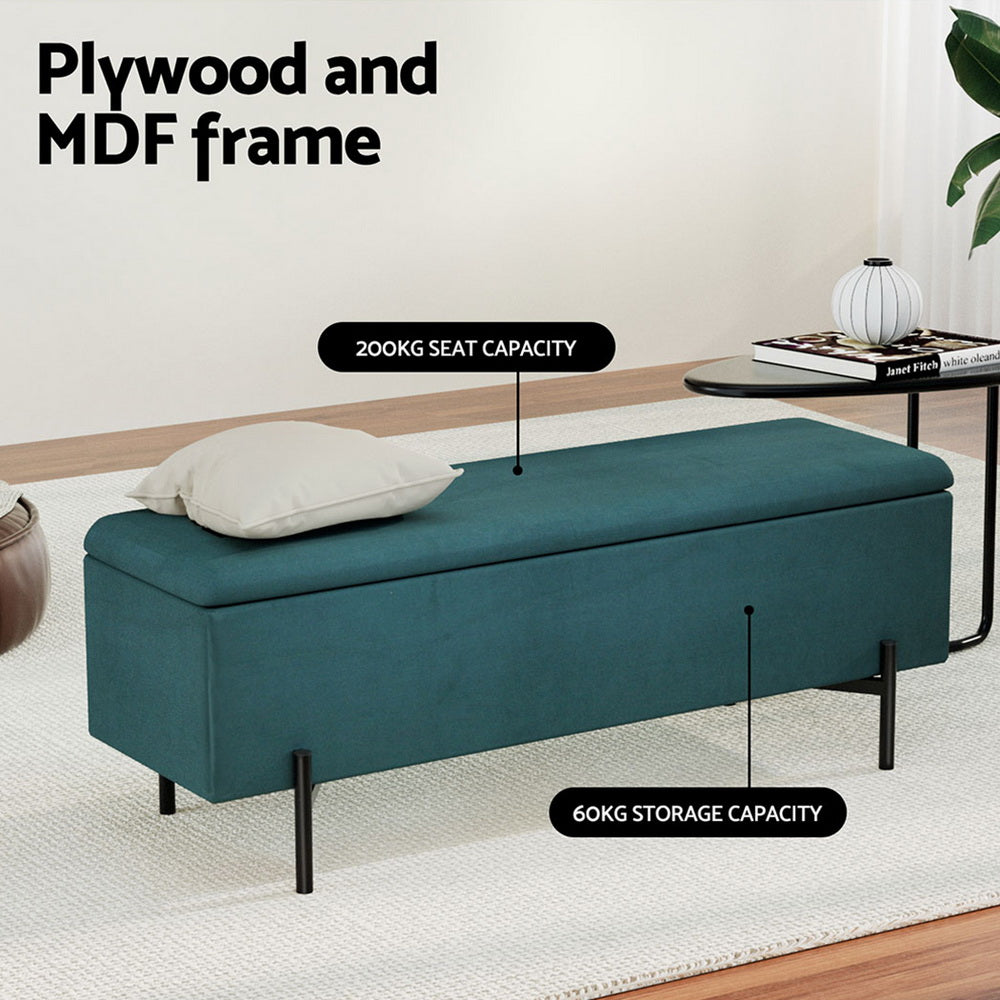 Artiss Storage Ottoman Blanket Box 140cm Velvet Green-Furniture > Living Room > Ottomans & Footstools-PEROZ Accessories