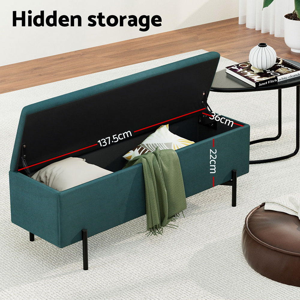 Artiss Storage Ottoman Blanket Box 140cm Velvet Green-Furniture > Living Room > Ottomans & Footstools-PEROZ Accessories