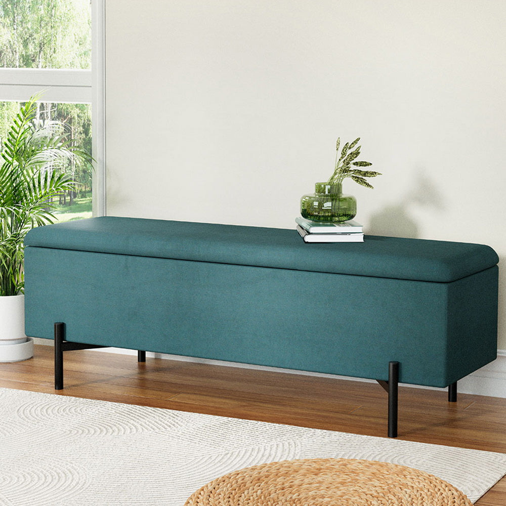 Artiss Storage Ottoman Blanket Box 140cm Velvet Green-Furniture > Living Room > Ottomans & Footstools-PEROZ Accessories