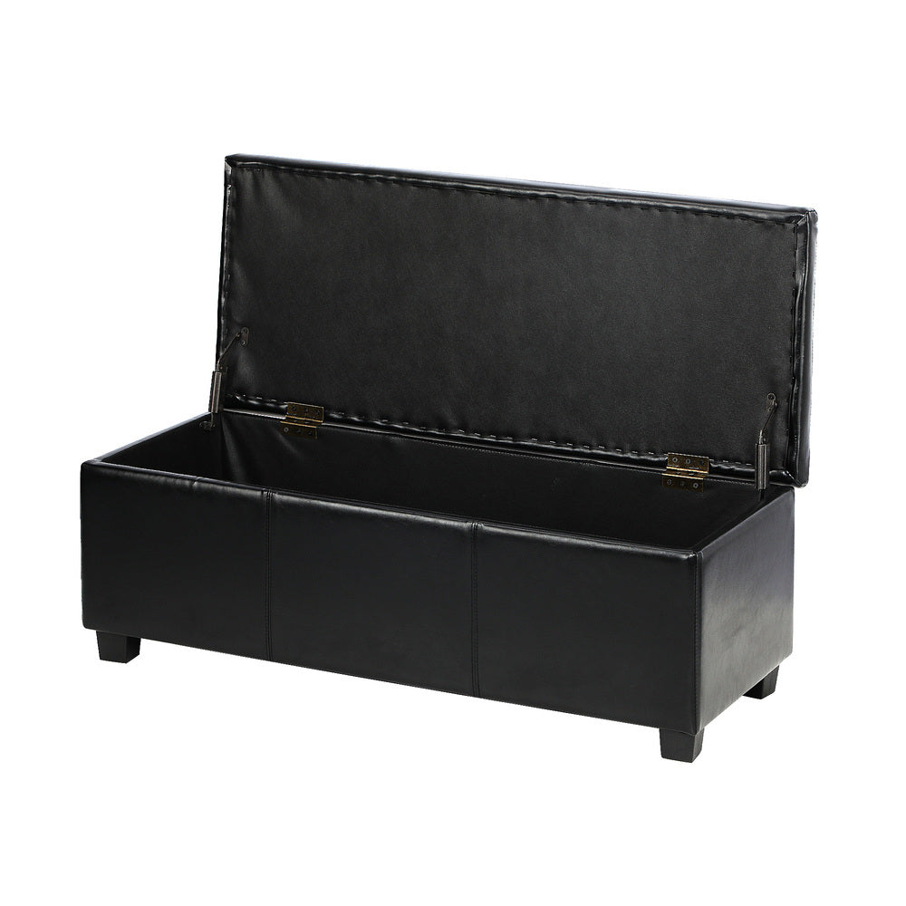 Oikiture Storage Ottoman Blanket Box PU Leather Arm Foot Stool Couch Large-Ottomans-PEROZ Accessories