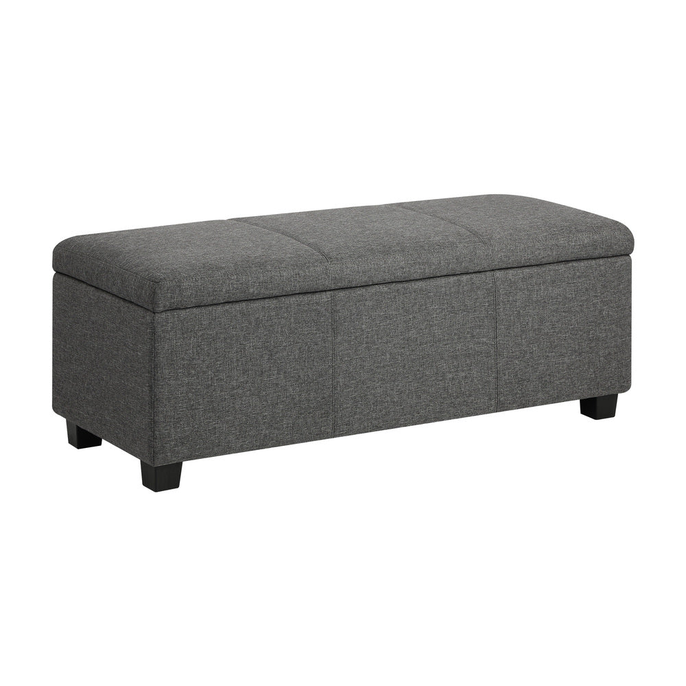 Oikiture Storage Ottoman Blanket Box Linen Fabric Arm Foot Stool Couch Large-Ottomans-PEROZ Accessories