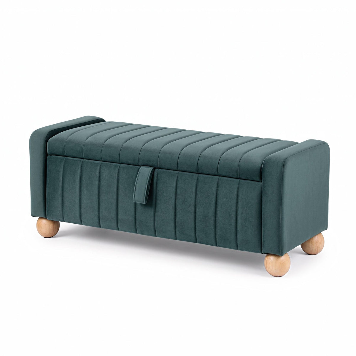 Artiss Storage Ottoman Bench Velvet Blanket Box Stool Footrest Ball Feet Green