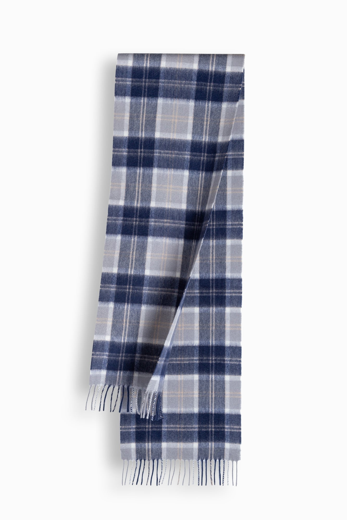 100% Wool Scarf Navy Ivory Check-100% Wool Scarf-PEROZ Accessories