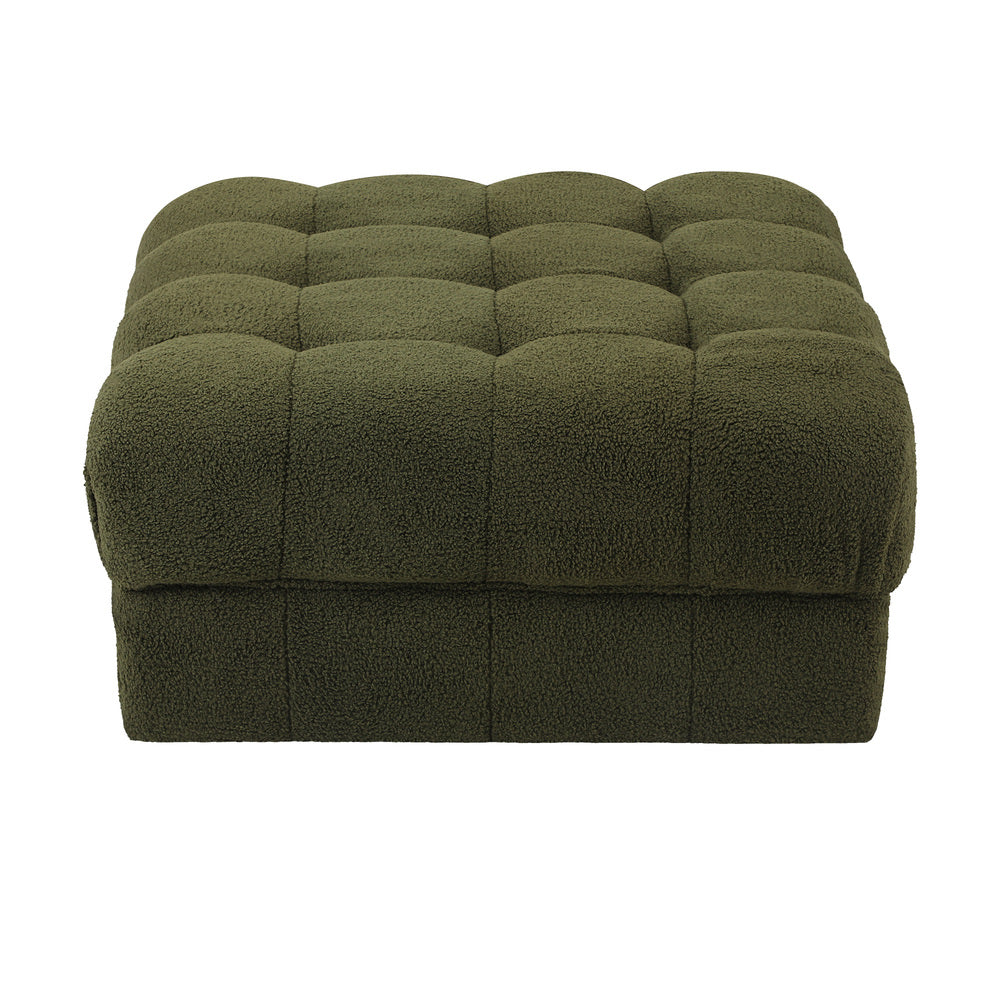 Oikiture 1 Seater Boucle Modular Ottoman Armless TOFU Green-Sofa-PEROZ Accessories