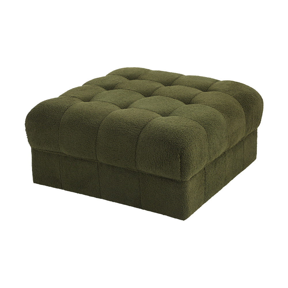 Oikiture 1 Seater Boucle Modular Ottoman Armless TOFU Green-Sofa-PEROZ Accessories
