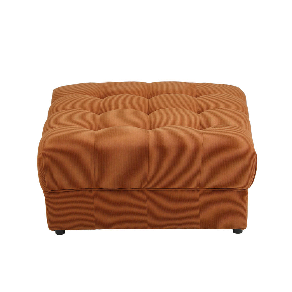 Oikiture 1 Seater Velvet Modular Ottoman Armless TOFU Brown-Armchair-PEROZ Accessories