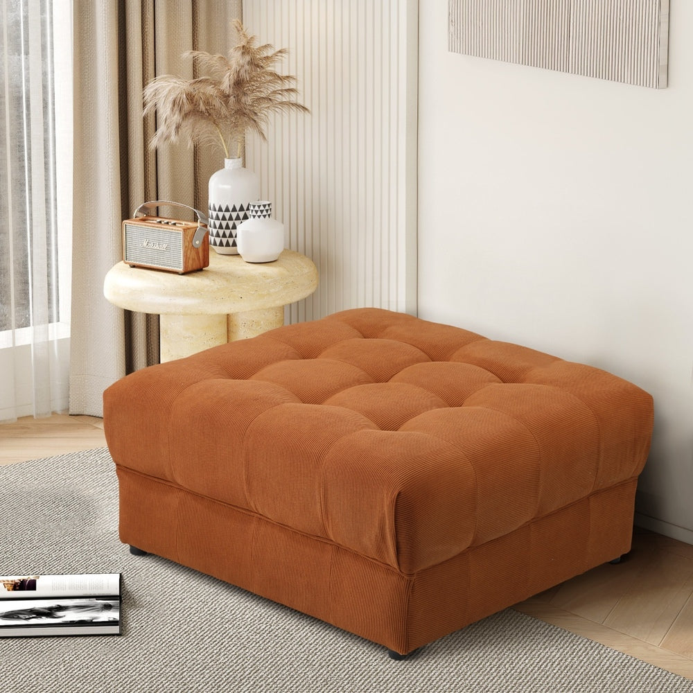 Oikiture 1 Seater Velvet Modular Ottoman Armless TOFU Brown-Armchair-PEROZ Accessories