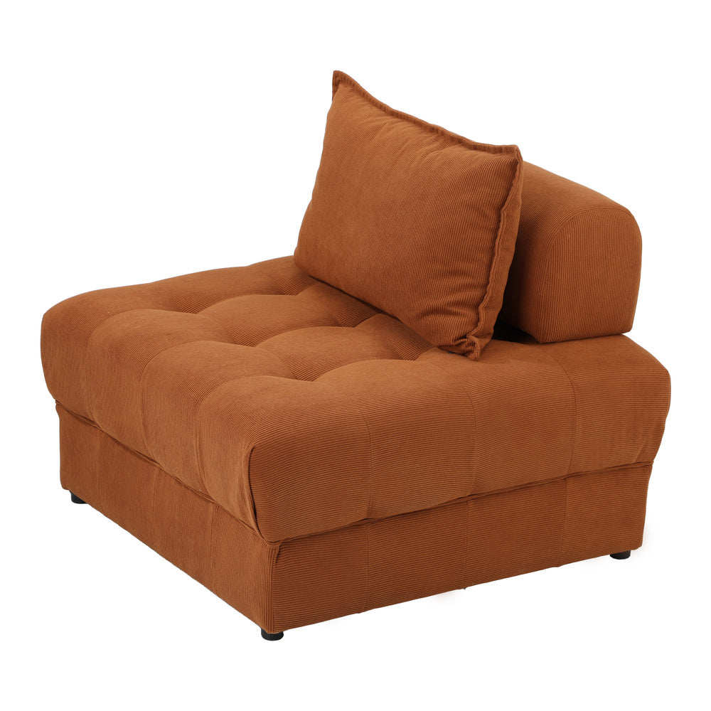 Oikiture 1 Seater Velvet Modular Sofa Lounge Chair with Backrest Brown-Armchair-PEROZ Accessories