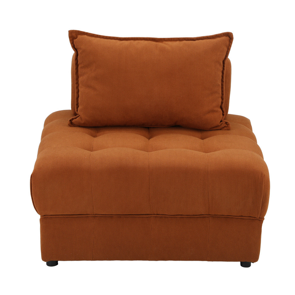 Oikiture 1 Seater Velvet Modular Sofa Lounge Chair with Backrest Brown-Armchair-PEROZ Accessories