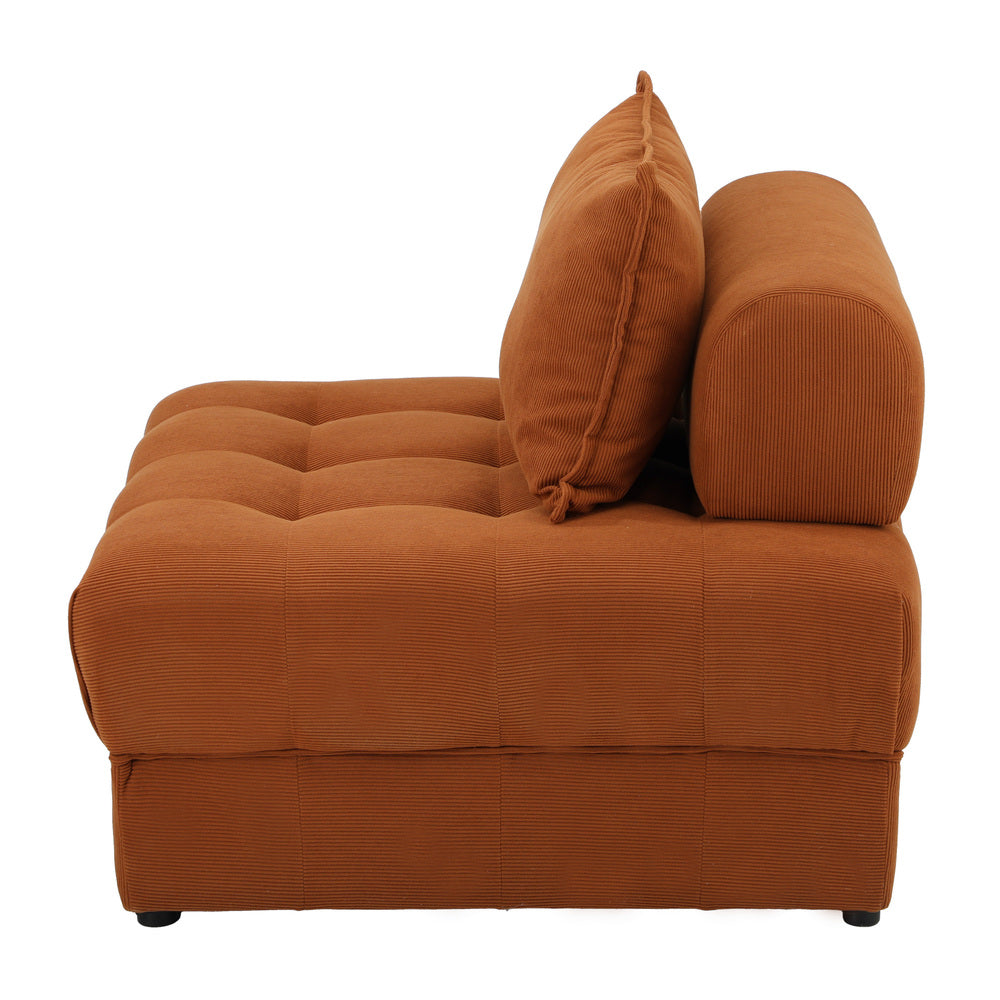 Oikiture 1 Seater Velvet Modular Sofa Lounge Chair with Backrest Brown-Armchair-PEROZ Accessories
