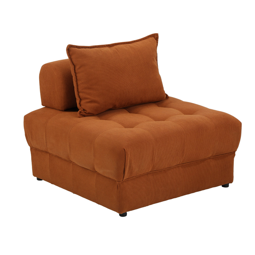 Oikiture 1 Seater Velvet Modular Sofa Lounge Chair with Backrest Brown-Armchair-PEROZ Accessories