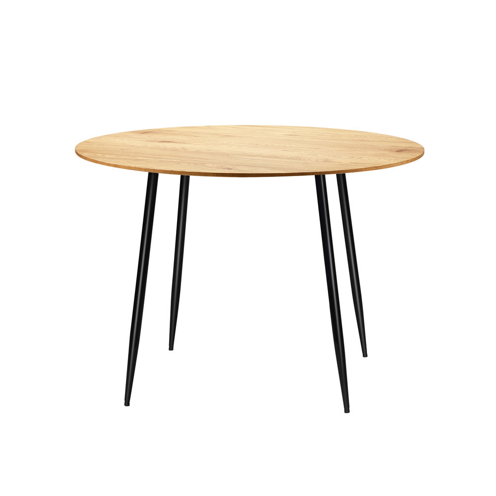 Oikiture 110cm Round Dining Table With Metal Legs Wooden Black-Dining Table-PEROZ Accessories