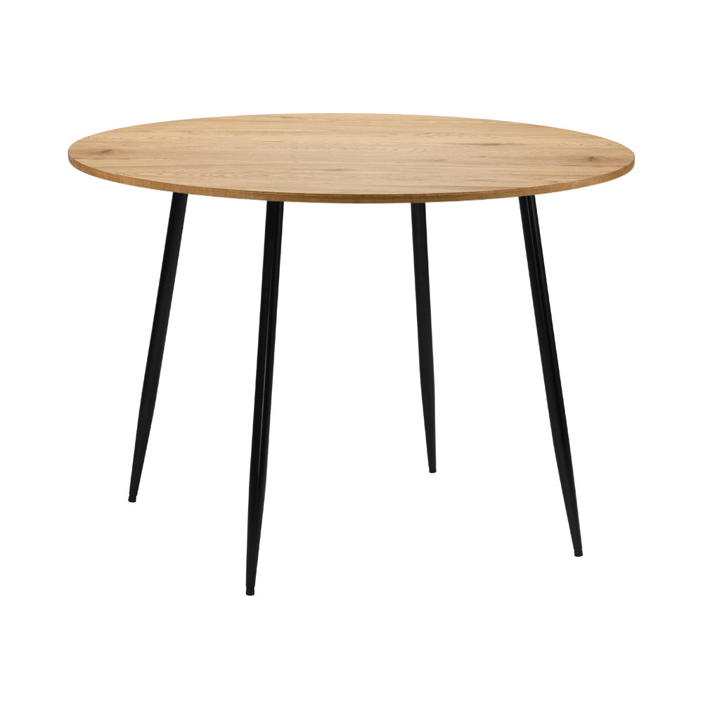 Oikiture 110cm Round Dining Table with 4PCS Dining Chairs Leather Black-Dining Set-PEROZ Accessories