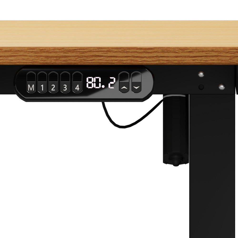 Oikiture 120CM Electric Standing Desk with Drawer Height Adjustable Black & Oak-Standing Desk-PEROZ Accessories
