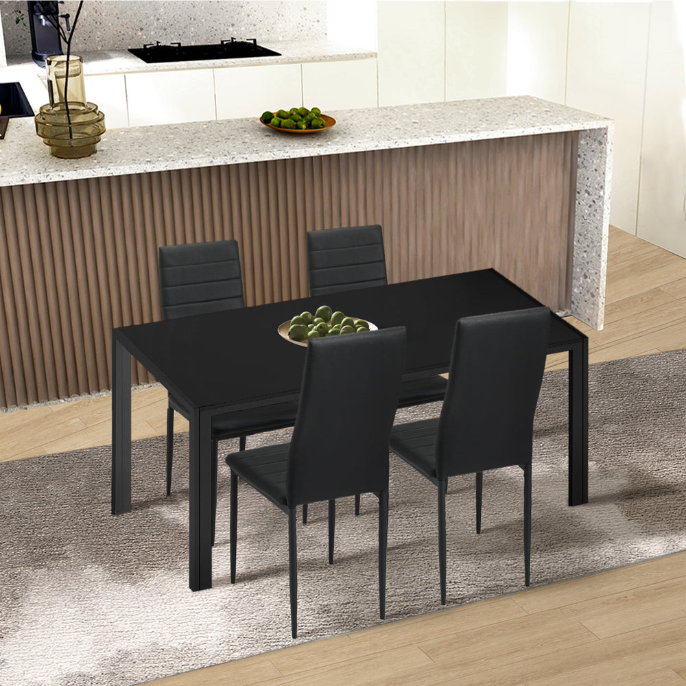 Oikiture 120cm Rectangular Dining Table with Metal Leg Black-Dining Table-PEROZ Accessories