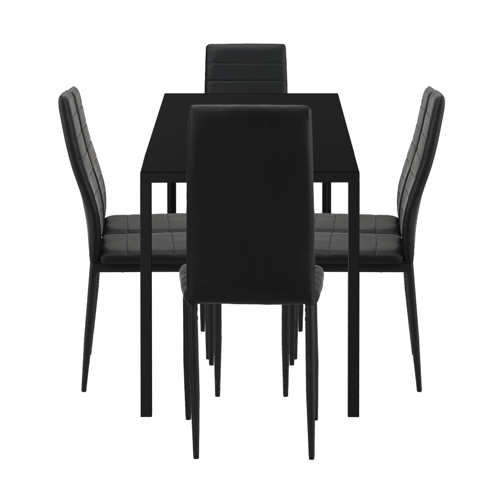 Oikiture 140cm Rectangle Dining Table with 6PCS Dining Chairs Wooden Black-Dining Set-PEROZ Accessories