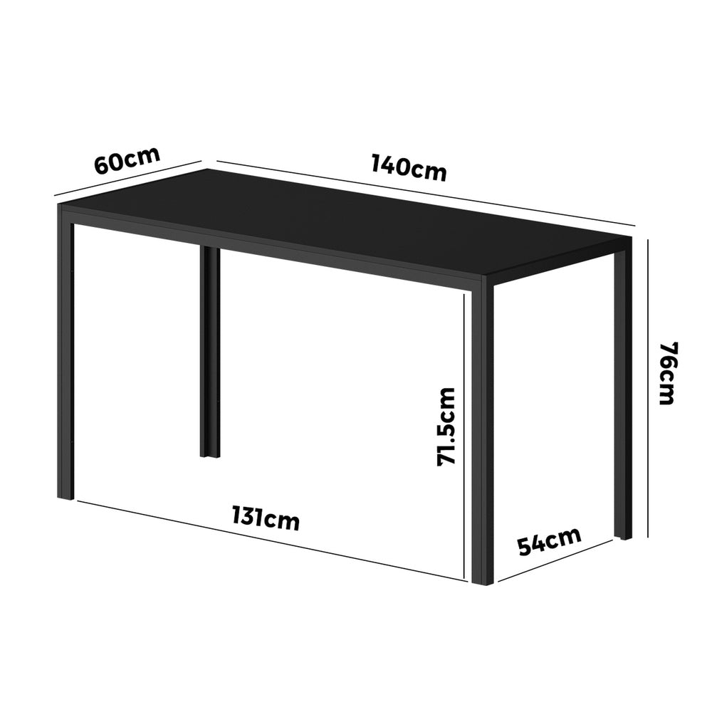 Oikiture 140cm Rectangular Dining Table with Metal Leg Black-Dining Table-PEROZ Accessories