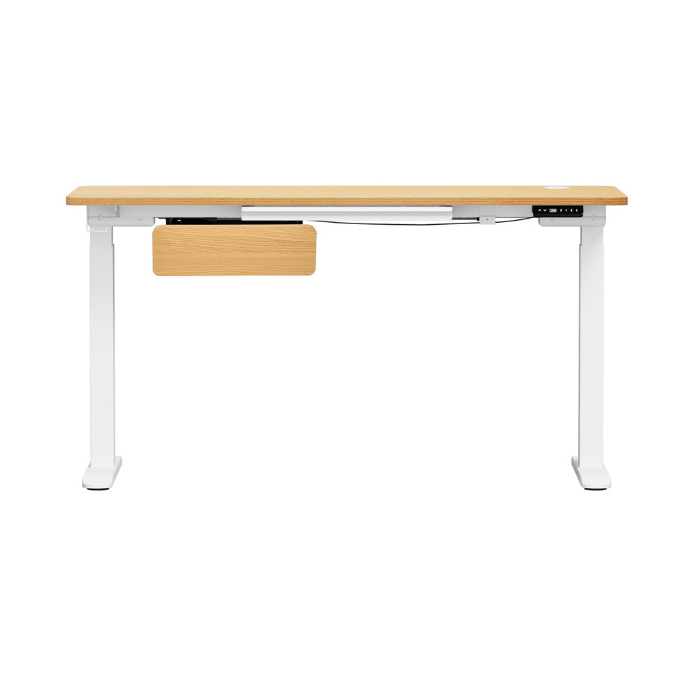 Oikiture 150cm Electric Standing Desk with Drawer Adjustable Oak White-Standing Desk-PEROZ Accessories