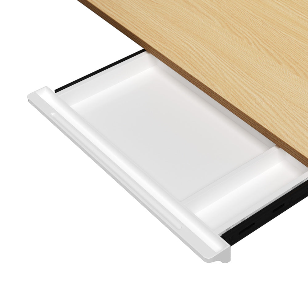 Oikiture 150cm Electric Standing Desk with Drawer Adjustable White & Oak-Standing Desk-PEROZ Accessories