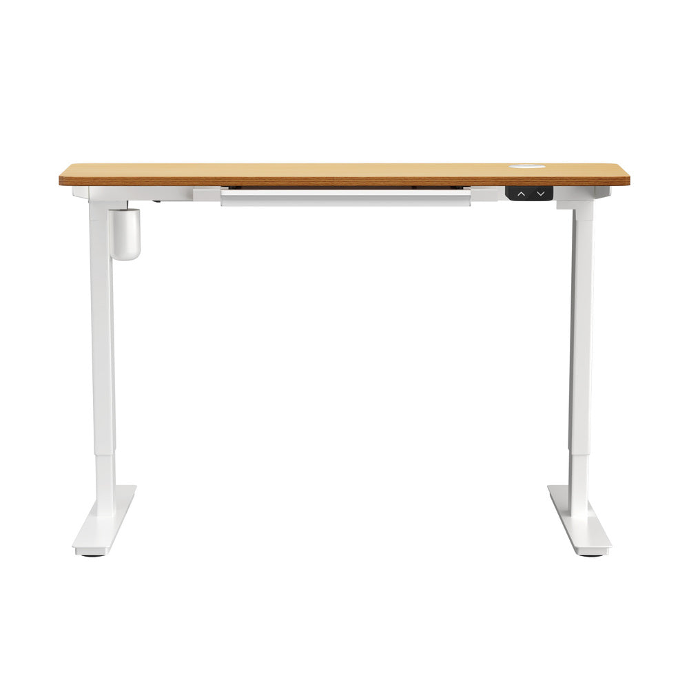 Oikiture 150cm Electric Standing Desk with Drawer Adjustable White & Oak-Standing Desk-PEROZ Accessories