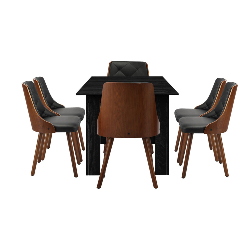 Oikiture 160cm Extendable Dining Table with 6PCS Chairs PU Leather-Dining Set-PEROZ Accessories