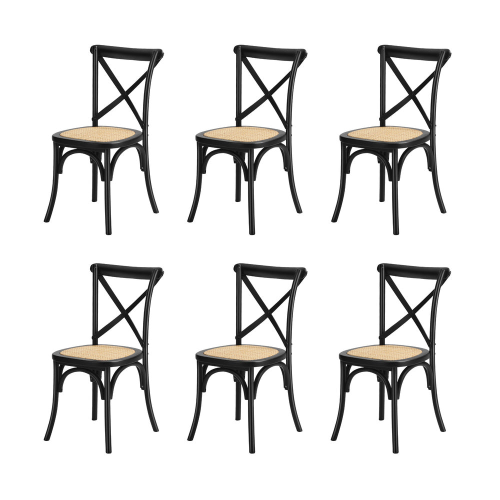 Oikiture 160cm Extendable Dining Table with 6PCS Dining Chairs Geometric Black-Dining Set-PEROZ Accessories