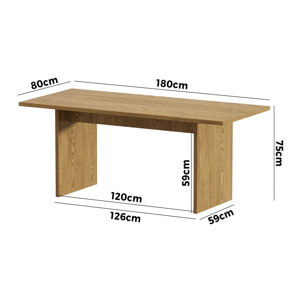 Oikiture 180cm Dining Table Rectangular Timber Natural-Dining Table-PEROZ Accessories