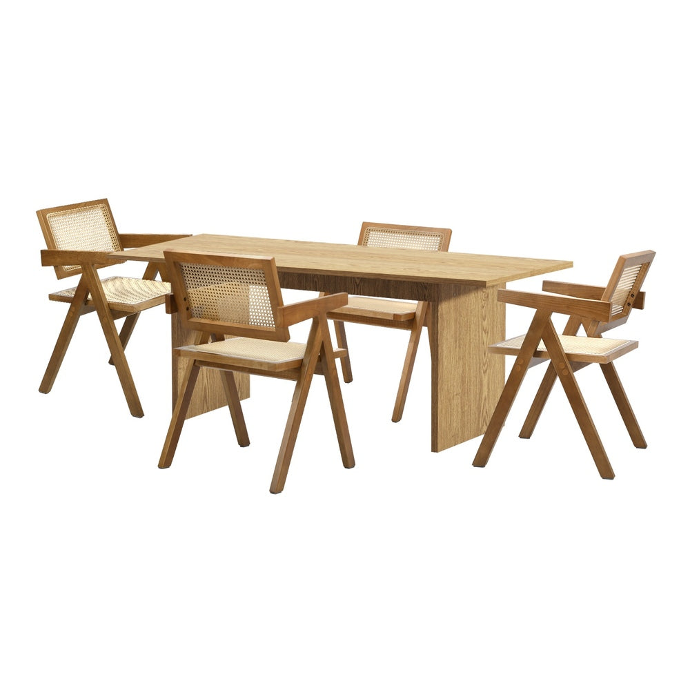 Oikiture 180cm Rectangular Dining Table with 4PCS Dining Chairs Wooden Walnut-Dining Sets-PEROZ Accessories