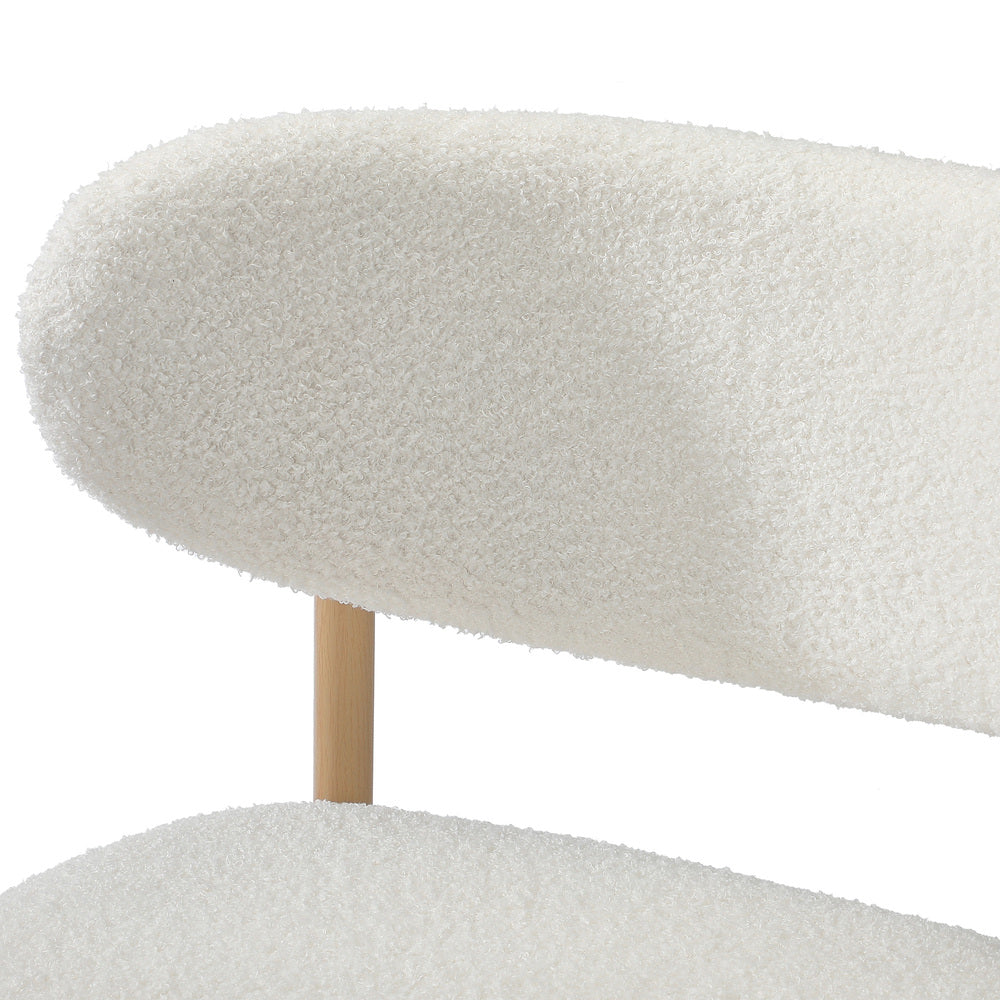 Oikiture 2x Bar Stools Boucle Fabric Natural White-Bar Stool-PEROZ Accessories