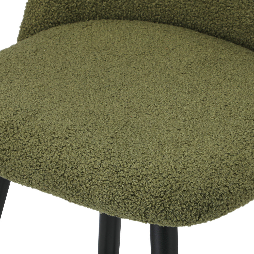 Oikiture 2x Bar Stools Kitchen Counter Stool Green Boucle Padded-Bar Stool-PEROZ Accessories