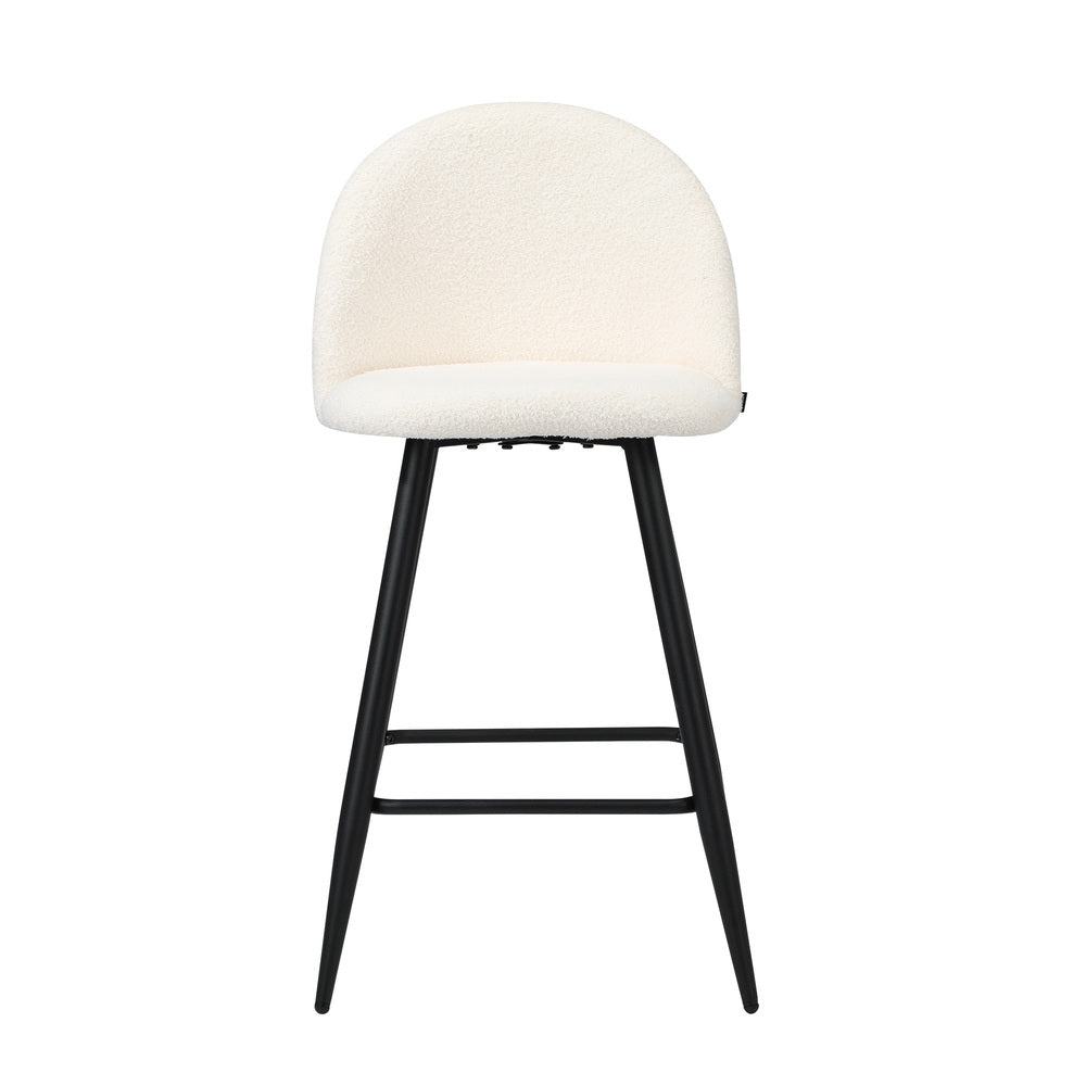 Oikiture 2x Bar Stools Kitchen Counter Stool White Boucle Padded-Bar Stool-PEROZ Accessories
