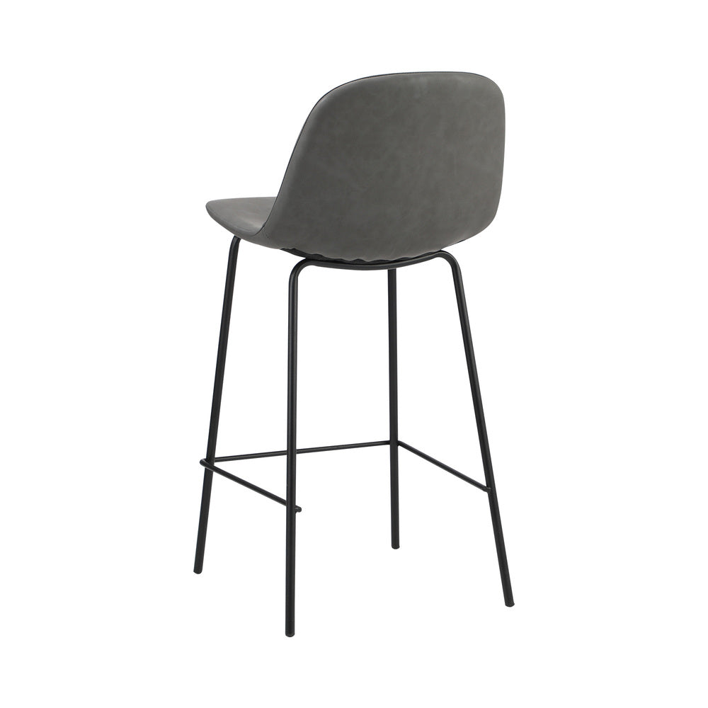 Oikiture 2x Bar Stools Kitchen Dining Chair PU Leather Grey-Bar Stool-PEROZ Accessories