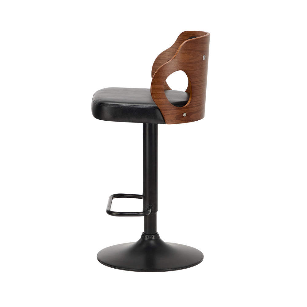 Oikiture 2x Bar Stools Swivel Kitchen Bar Stools Leather Black-Bar Stool-PEROZ Accessories