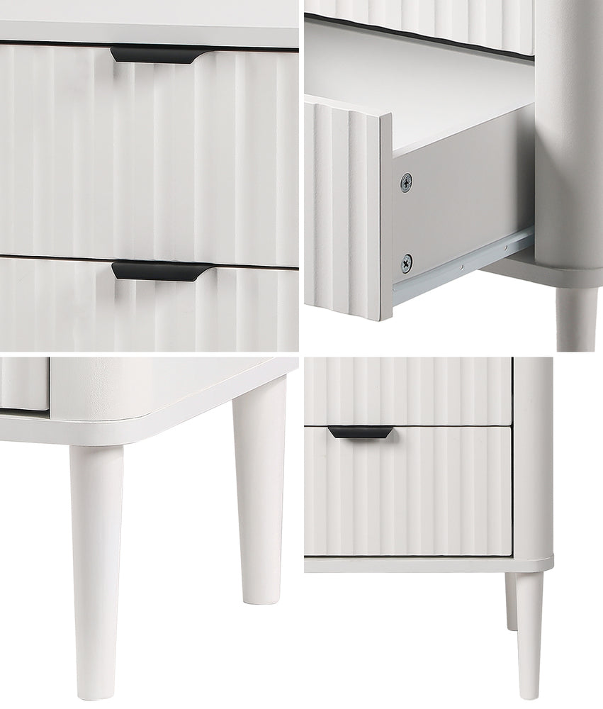 Oikiture 2x Bedside Table 2 Drawers Nightstand White-Bedside Table-PEROZ Accessories