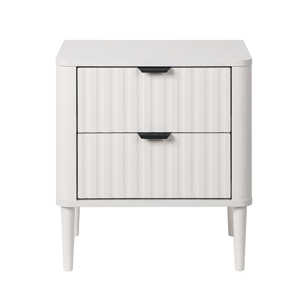 Oikiture 2x Bedside Table 2 Drawers Nightstand White-Bedside Table-PEROZ Accessories