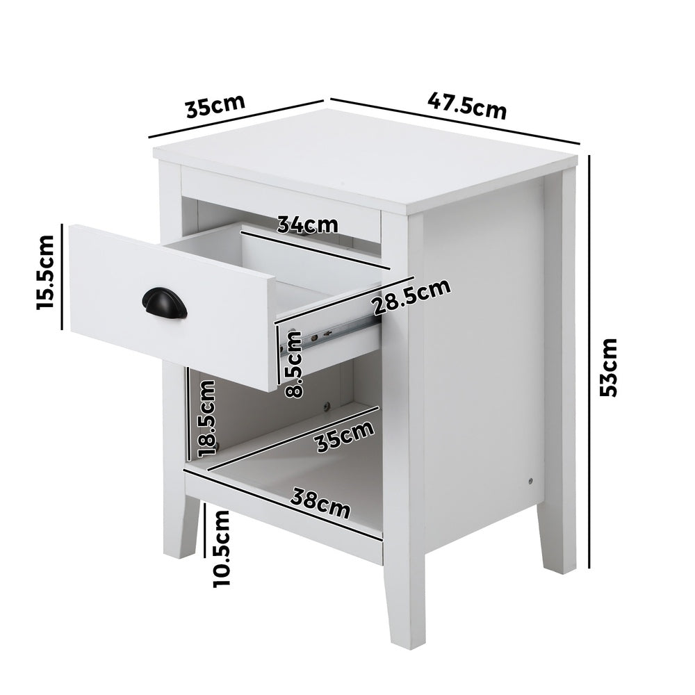 Oikiture 2x Bedside Table Nightstand Vintage-Bedside Tables-PEROZ Accessories