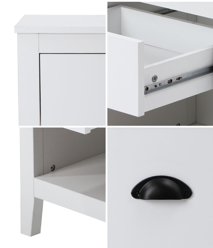 Oikiture 2x Bedside Table Nightstand Vintage-Bedside Tables-PEROZ Accessories