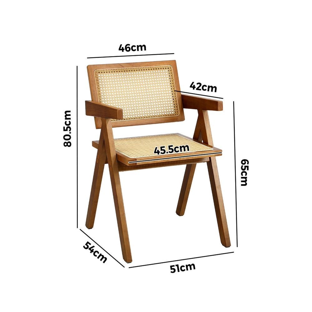 Oikiture 2x Dining Chairs Rattan Chair Wooden Walnut-Dining Chair-PEROZ Accessories
